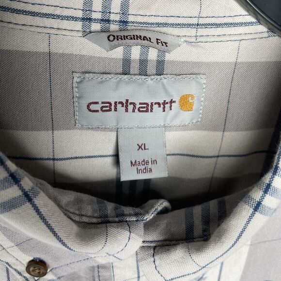 CARHARTT Plaid Shirt Men XL Original Fit Midweight Button Down Gray 104175 - Picture 11 of 13